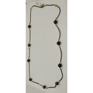 Alfani Brown and Gold Tone Beaded Long Necklace
